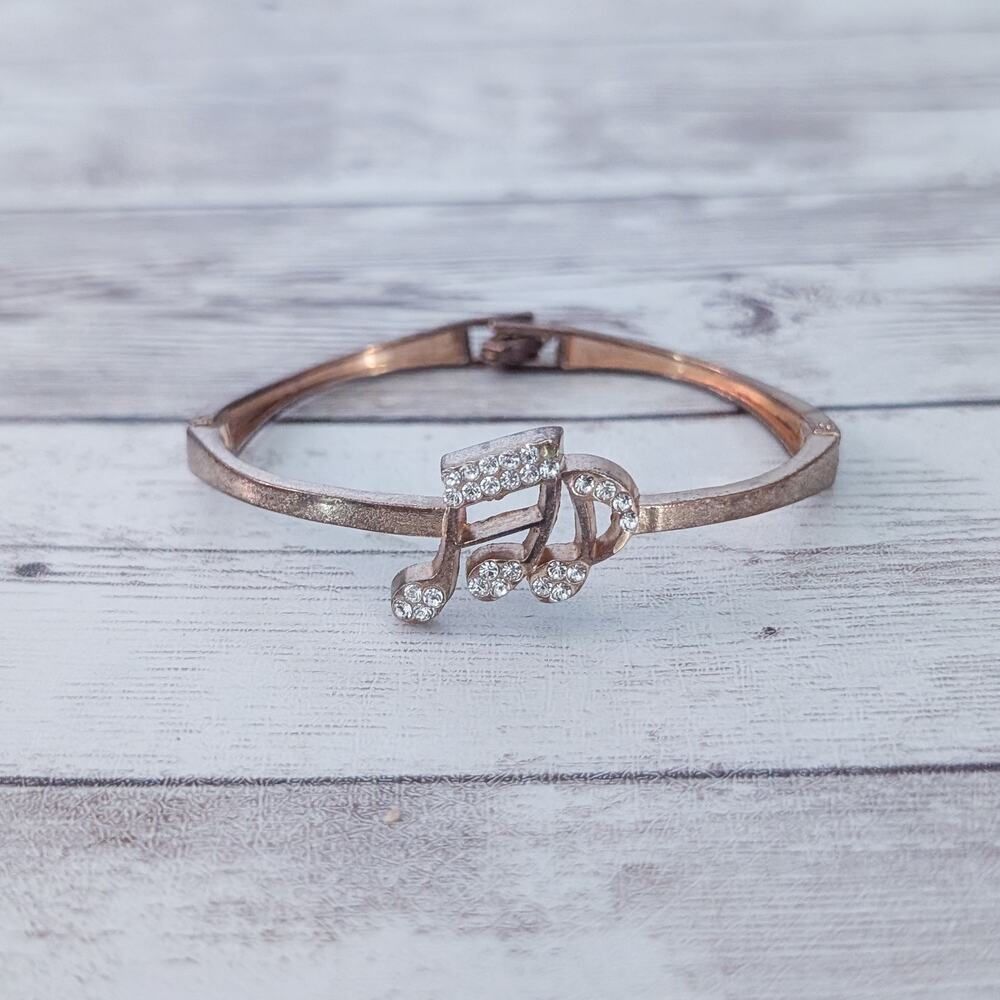 Music Note Bracelet - Heavy Tarnish/Discoloration - Missing Gem